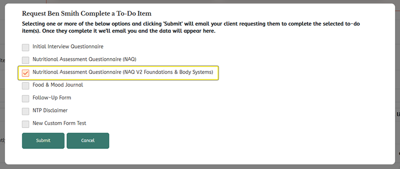 NAQ V2 in Add To-Do menu.